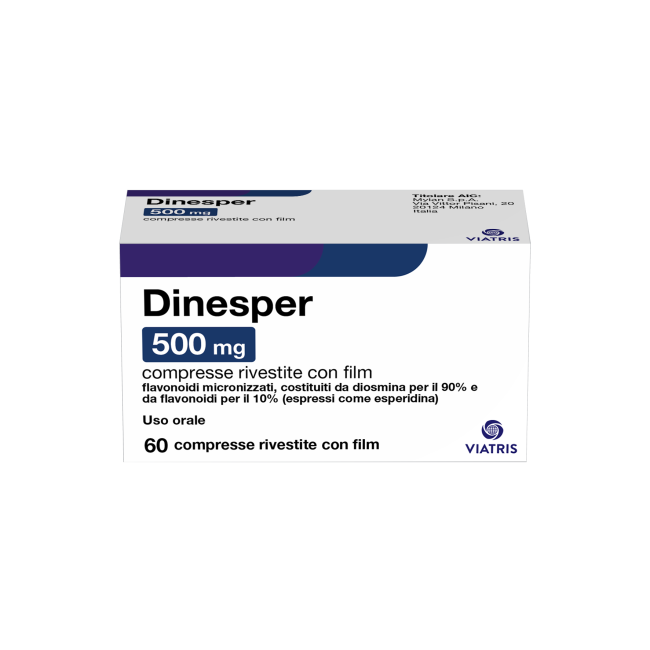Dinesper 500 Mg Compresse Rivestite Con Film Flavonoidi Micronizzati, Costituiti Da Diosmina Per Il 90% E Da Flavonoidi Per Il Dinesper 500 Mg Compresse Rivestite Con Film Flavonoidi Micronizzati, Costituiti Da Diosmina Per Il 90% E Da Flavonoidi Per Il