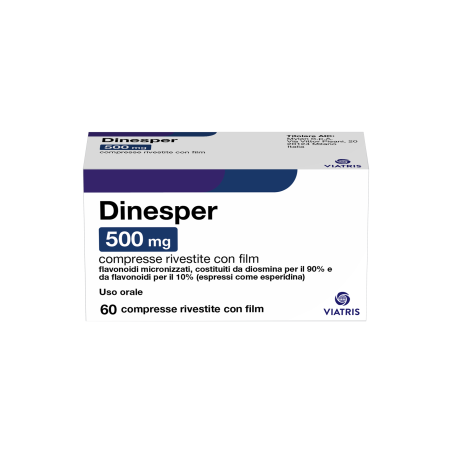Dinesper 500 Mg Compresse Rivestite Con Film Flavonoidi Micronizzati, Costituiti Da Diosmina Per Il 90% E Da Flavonoidi Per Il Dinesper 500 Mg Compresse Rivestite Con Film Flavonoidi Micronizzati, Costituiti Da Diosmina Per Il 90% E Da Flavonoidi Per Il
