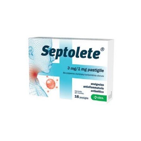 Septolete Aroma Eucalipto 3 Mg/1 Mg Pastiglie Benzidamina Cloridrato/cetilpiridinio Cloruro Septolete Aroma Eucalipto 3 Mg/1 Mg Pastiglie Benzidamina Cloridrato/cetilpiridinio Cloruro