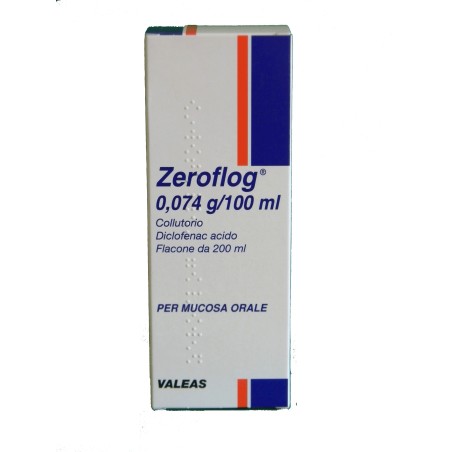Zeroflog 0,074 G/100 Ml Collutorio, 1 Flacone Diclofenac Acido Zeroflog 0,074 G/100 Ml Collutorio, 1 Flacone Diclofenac Acido