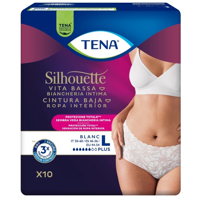 Pannolone A Mutandina Assorbente Tena Silhouette Plus White Large 10 Pezzi Pannolone A Mutandina Assorbente Tena Silhouette Plus White Large 10 Pezzi