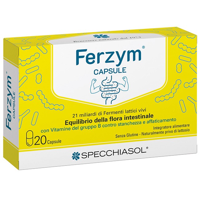 Ferzym Capsule 20 Capsule Senza Glutine Naturalmente Privo Di Lattosio Ferzym Capsule 20 Capsule Senza Glutine Naturalmente Privo Di Lattosio