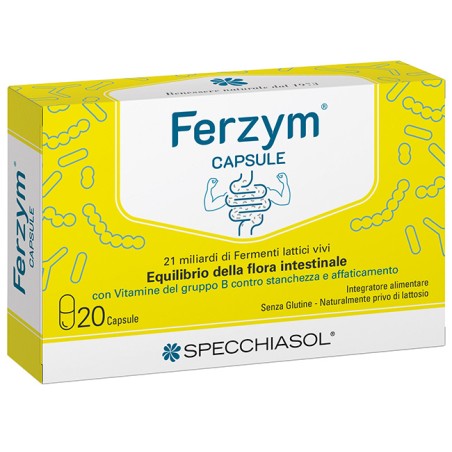 Ferzym Capsule 20 Capsule Senza Glutine Naturalmente Privo Di Lattosio Ferzym Capsule 20 Capsule Senza Glutine Naturalmente Privo Di Lattosio