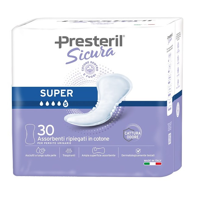 Presteril Sicura Assorbente Incontinenza Super 30 Pezzi Presteril Sicura Assorbente Incontinenza Super 30 Pezzi