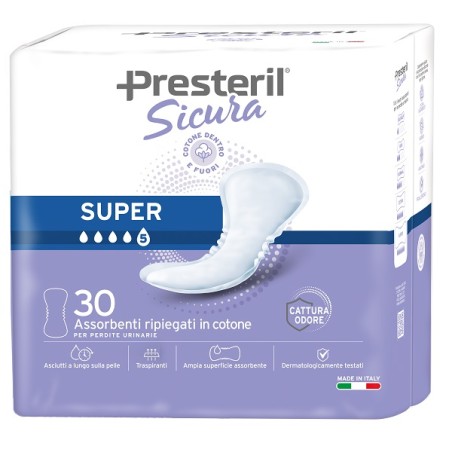 Presteril Sicura Assorbente Incontinenza Super 30 Pezzi Presteril Sicura Assorbente Incontinenza Super 30 Pezzi