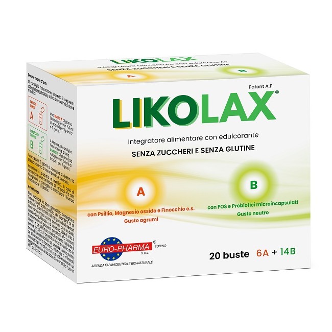 Likolax 6 Bustine A 5 G Gusto Agrumi + 14 Bustine B 3 G Gusto Neutro Senza Glutine Likolax 6 Bustine A 5 G Gusto Agrumi + 14 Bustine B 3 G Gusto Neutro Senza Glutine