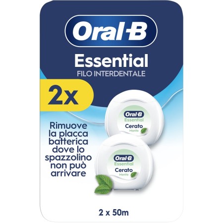 Oral-b Essential Filo Interdentale Cerato Menta 2 Pezzi Da 50 M