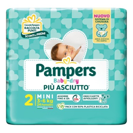 Pampers Baby Dry Pannolino Downcount Mini 24 Pezzi