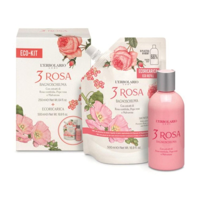 3 Rosa Bagnoschiuma 250 Ml + Ecoricarica 500 Ml
