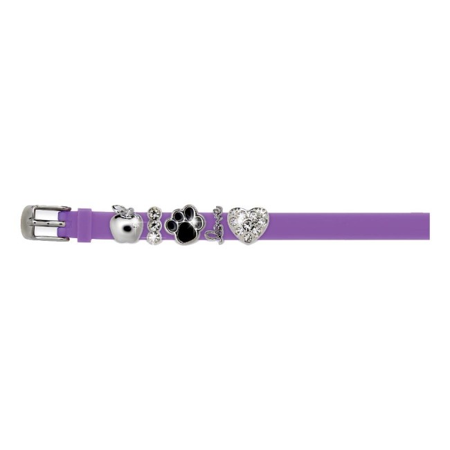 Braccialetto Lilac In Silicone Con Charms Di Metallo Braccialetto Lilac In Silicone Con Charms Di Metallo