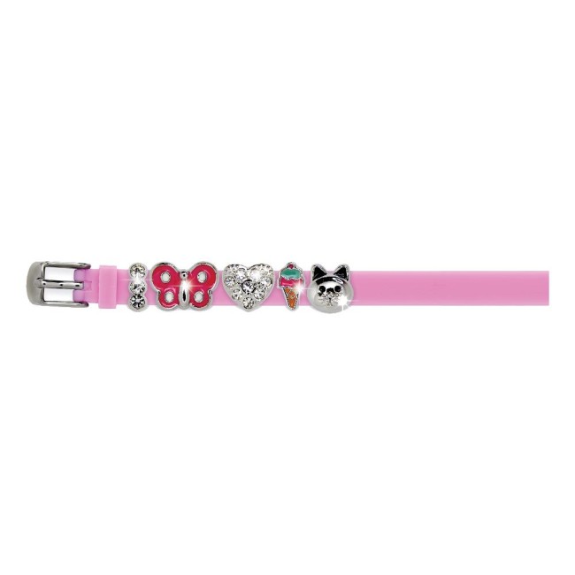 Braccialetto Rose In Silicone Con Charms Di Metallo