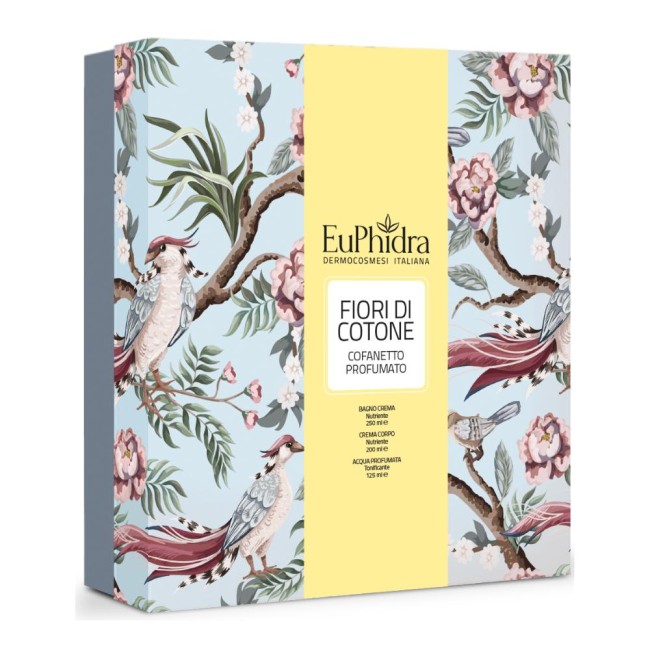 Euphidra Floreali Cofanetto Fiori Di Cotone Da 1 Bagno Crema+1 Acqua Profumata+1 Saponetta Vegetale