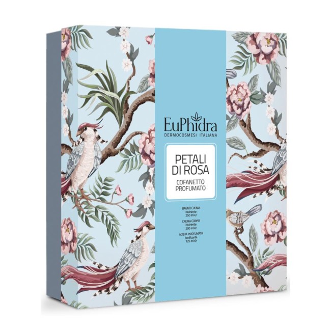 Euphidra Floreali Cofanetto Petali Di Rosa Da 1 Bagno Crema +1 Acqua Profumata+1 Saponetta Vegetale
